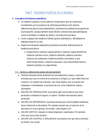 Tema 9 Trastornos Psicoticos En La Infancia Pdf