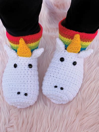 Unicorn Slippers Adult Crochet Pattern Rawcraft