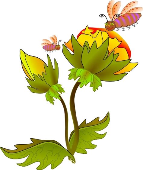 Bee And Flower clip art Free vector in Open office drawing svg ( .svg ) vector illustration ...