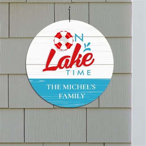 On Lake Time Personalized Round Sign | GiftsForYouNow