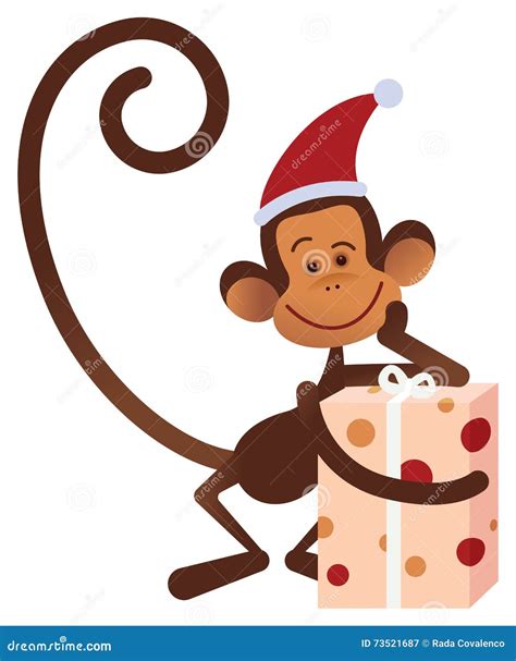 Merry Christmas Monkey Stock Vector Illustration Of Holiday 73521687