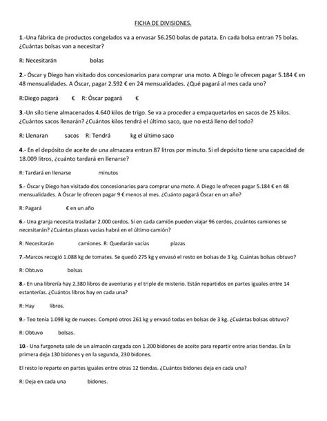 Problemas Con Divisiones De Dos Cifras Worksheet Divisiones De Dos