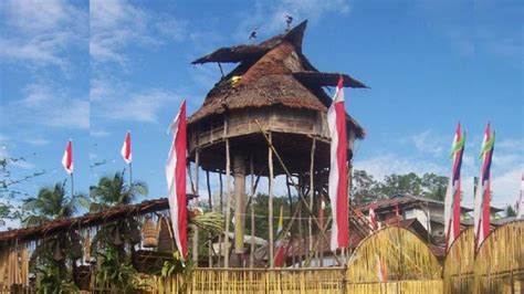 foto  rumah adat suku dayak masyarakat asli calon ibu kota