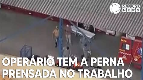 Operário tem a perna prensada durante o trabalho YouTube