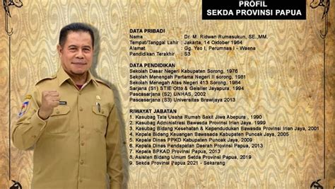 Profil M Ridwan Rumasukun Plh Gubernur Papua Gantikan Lukas Enembe