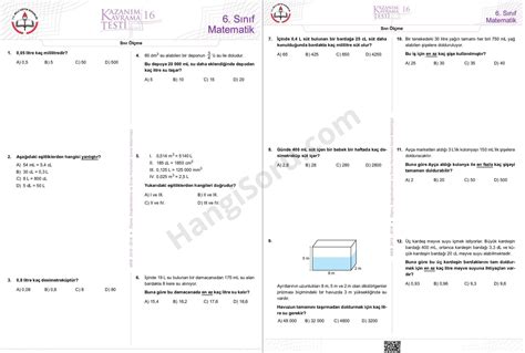 S N F Matematik Testleri Pdf Ndir Ndir Sayfa