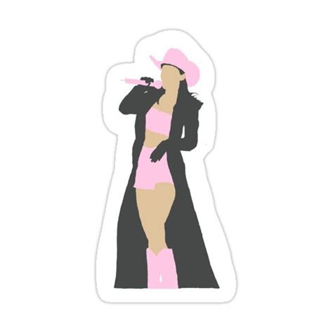 A Sticker With A Woman In A Pink Dress And Hat On It S Head