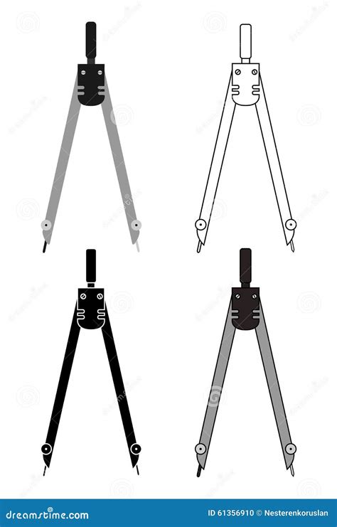 Compasses set stock vector. Illustration of lineart, outline - 61356910