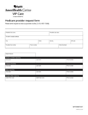 Fillable Online Medicare Provider Request Form Provider Amerihealth