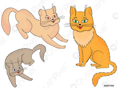 Three funny cartoon cats - stock vector 3857506 | Crushpixel