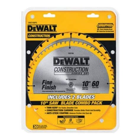 General Purpose 10-Inch Saw Blade Combo Pack Includes 2 Blades 60-Tooth ...