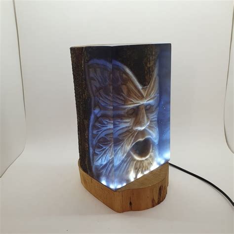 Epoxy Resin Night Lamp With Wood Unique Gift Unique Decor Etsy