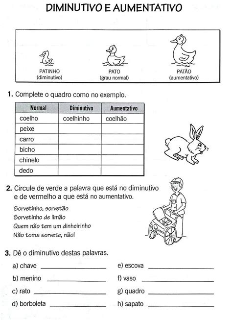 Atividades Aumentativo E Diminutivo Para Imprimir Aumentativo