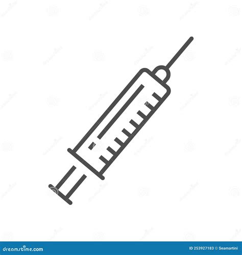 Injections Symbol Isolated Syringe Line Art Stock Vector Illustration