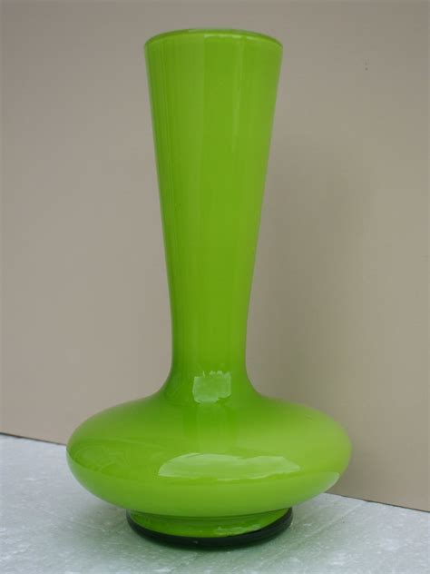 Vibrant Lime Green Scandinavian Cased Glass Vase Mid Centu Flickr