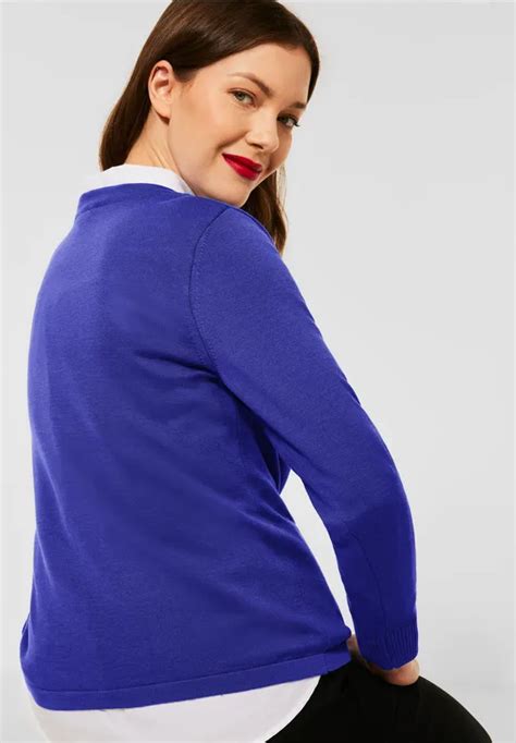 Street One Pullover Mit U Boot Kragen Für Damen In Blau Street One