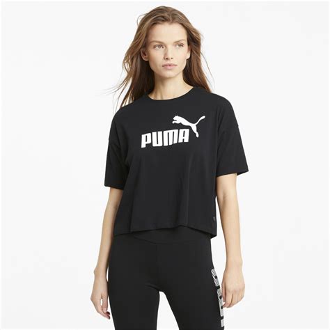 Essentials Logo Cropped Women S Tee Black Puma