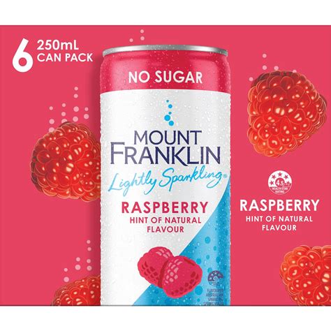 Mount Franklin Lightly Sparkling Water Raspberry Cans 250ml X 6 Pack Woolworths