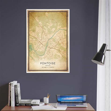 Vintage Pontoise France Map Poster, Pontoise City Road Wall Art Print ...