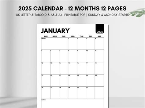 2025 Blank Calendar Printable Pdf Printable 2025 Mia Yumna