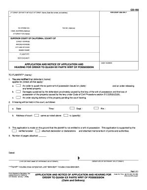 Fillable Online Courtinfo Ca Application And Notice Of Application And