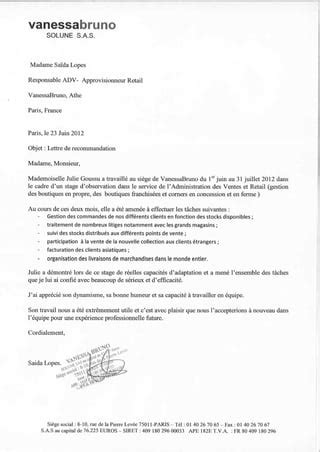 Lettre Recommandation Vanessa Bruno Pdf T L Chargement Gratuit