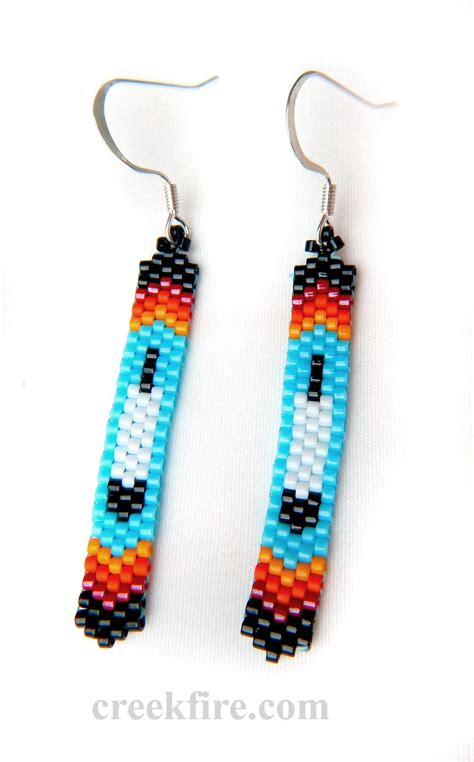 Turquoise Delica Seed Beaded Feather Earrings Beaded Feather Earrings