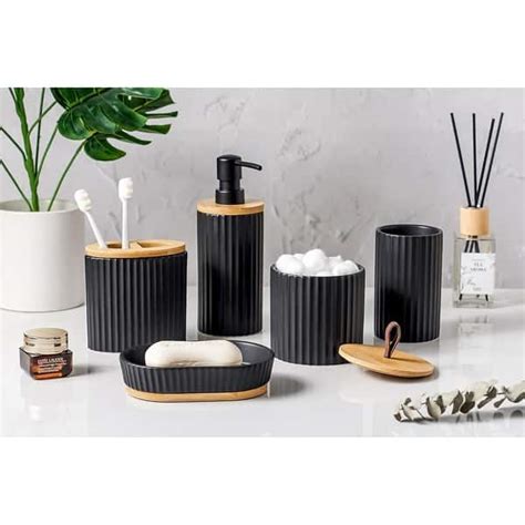 Black Bathroom Accessory Set On Sale Bed Bath And Beyond 39690238