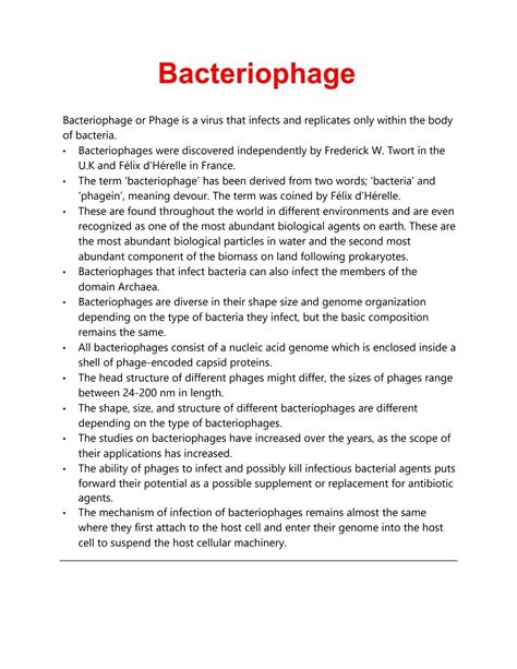 SOLUTION: Bacteriophage structure and types - Studypool