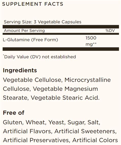 Solgar L Glutamine 500 Mg 250 Vegetable Capsules