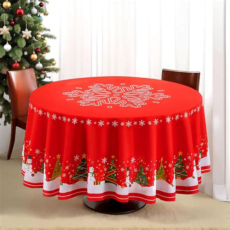 Suppromo Round Christmas Tablecloth 60 Inch Red Christmas