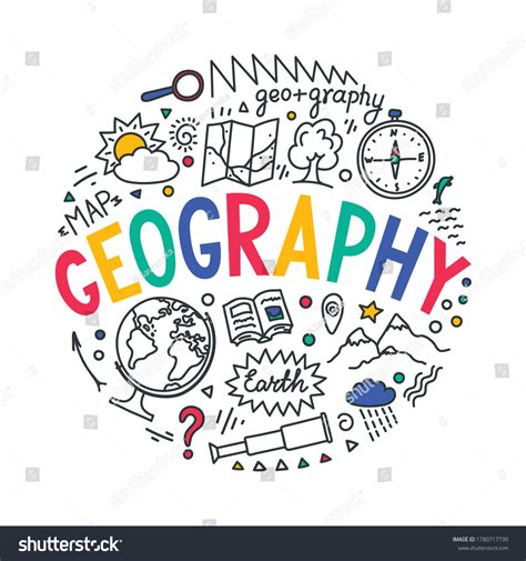 Geography Hand Drawn Word Geography Educational Stock Vector Royalty