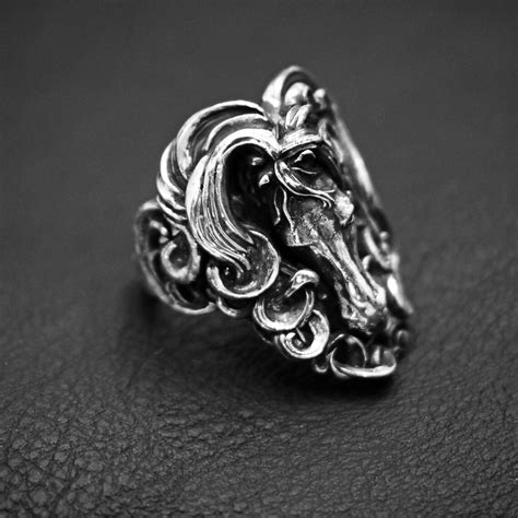 Silver Horse Head Ring Sterling Silver Equestrian Ring T Etsy