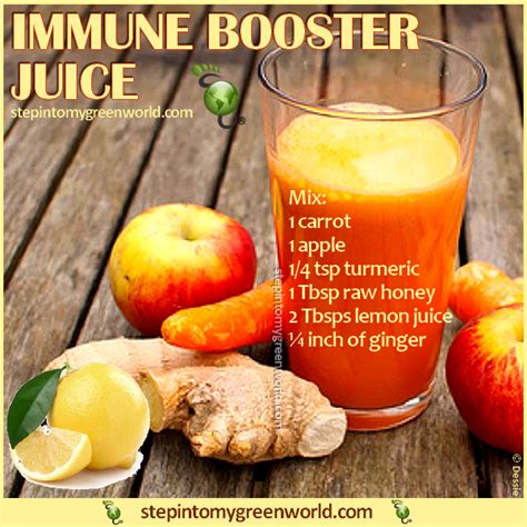 Immune Booster Juice With Apple Carrot Turmeric Raw Honey Lemon