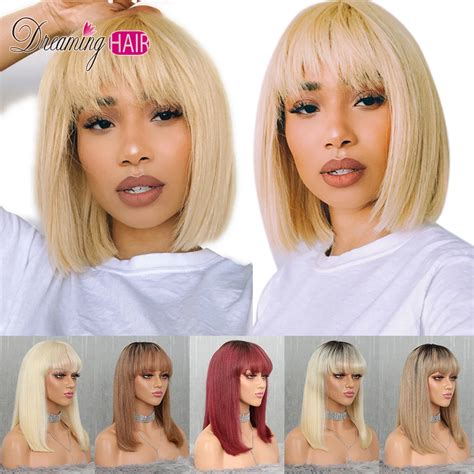 613 Pixie Kurze Cut Gerade Bob Menschliches Haar Perücke mit Pony Für