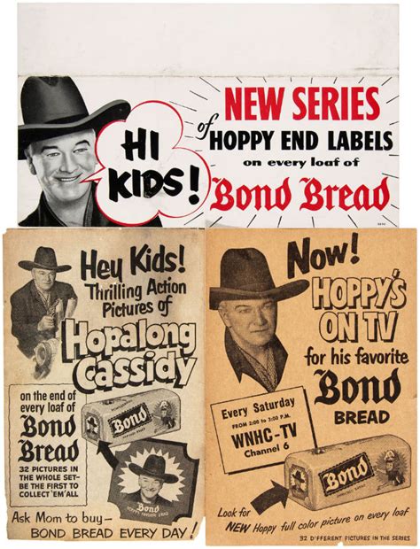 Hakes Hopalong Cassidy Bond Bread End Label Set Promotional Material Plus Bonus Labels