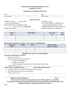 Fillable Online Seizure Rescue Medication Order Form Fax Email Print