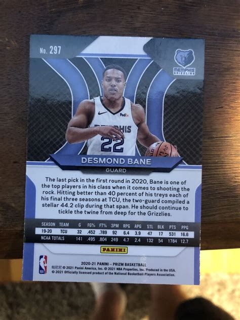 Panini Prizm Basketball Desmond Bane Rookie Memphis