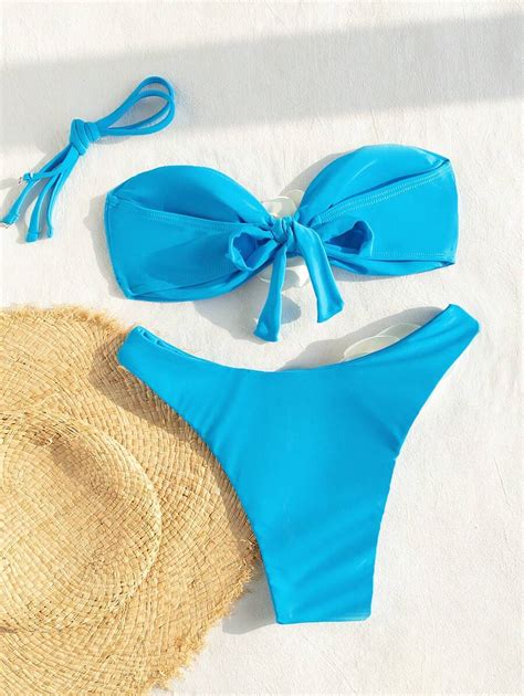 Shein Swim Damski Zestaw Bikini Z Blokami Kolor W Summer Beach Z