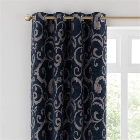 Dunelm Chenille Scroll Navy Eyelet Curtains Navy Shopstyle