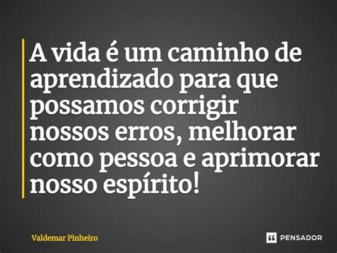 ⁠a Vida é Um Caminho De Aprendizado Valdemar Pinheiro Pensador