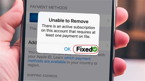 Unable To Remove Payment Method There Is An Active Subscription Error