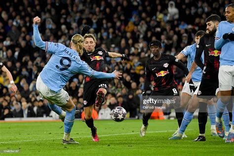 Erling Haaland Of Manchester City Scores His Teams Sixth Goal During