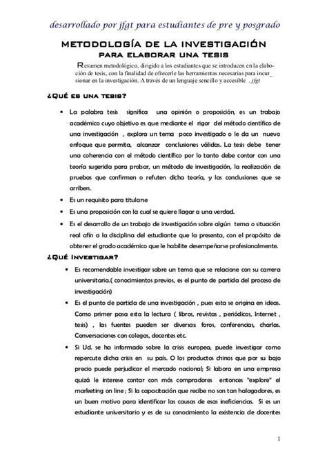 Metodología De Investigación Para Elaborar Una Tesis