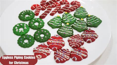 Easy Christmas Cookies Piping Cookies Eggless Cookies Youtube