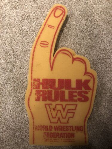 Rare Hulk Hogan Wwe Wwf Hulkamania Hulk Rules 80s Foam Finger Ebay