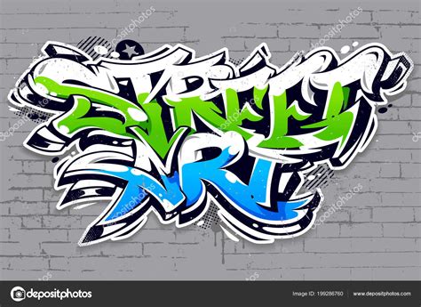 Vibrant Color Street Art Graffiti Lettering Grey Brick Wall Background