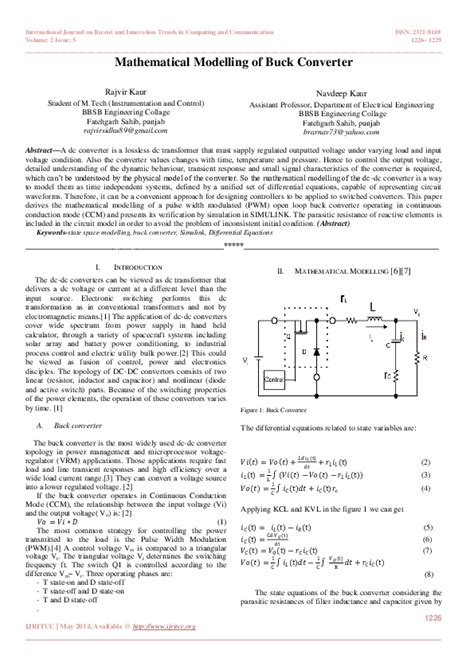 (PDF) Mathematical Modelling of Buck Converter