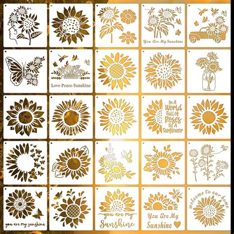 Amazon Pieces Sunflower Stencils Reusable Sunflowers Flower