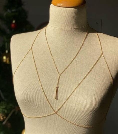 Gold Body Necklacegold Body Chain Body Jewelrygold Bikini Etsy